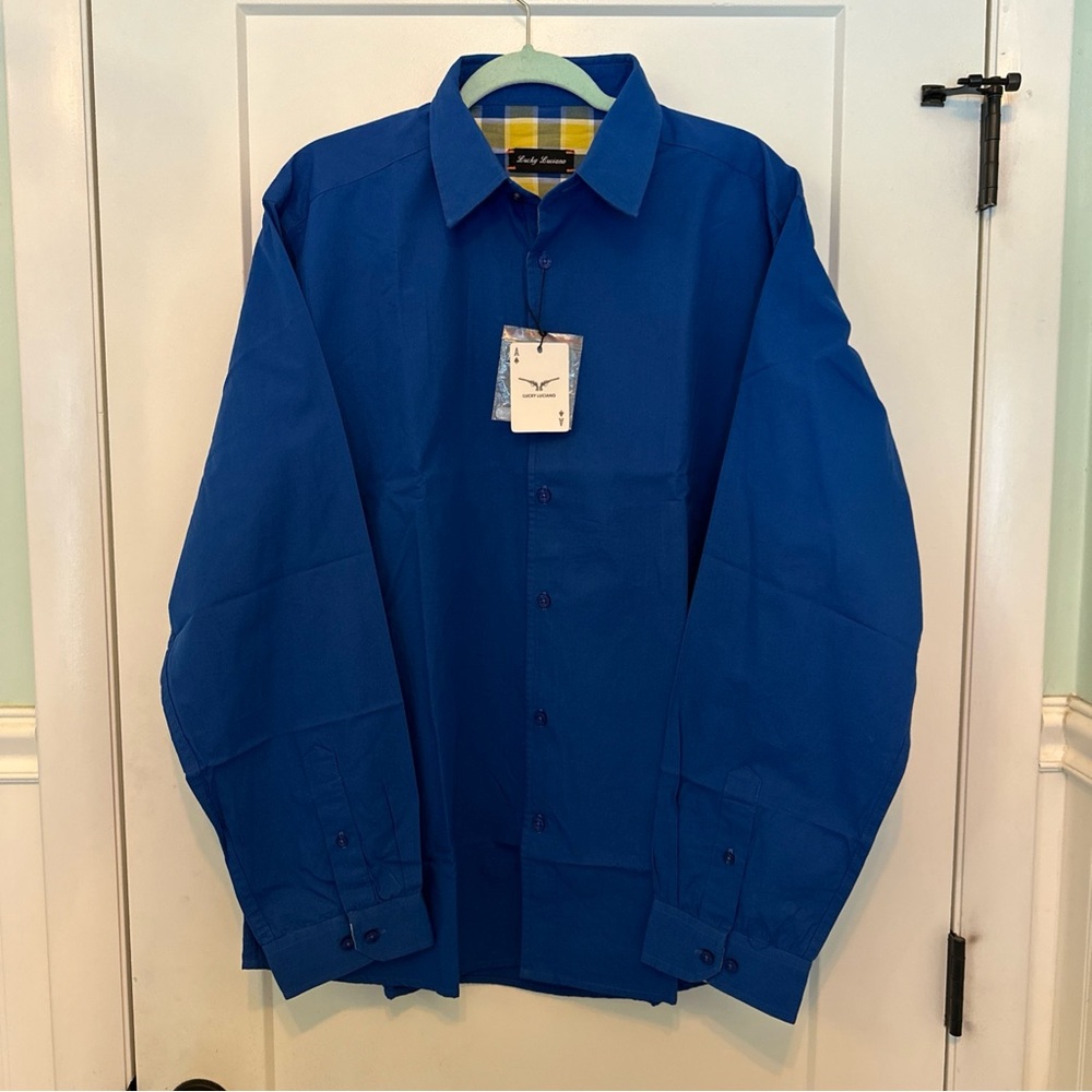 Lucky Luciano Blue Men’s button up shirt 2XL